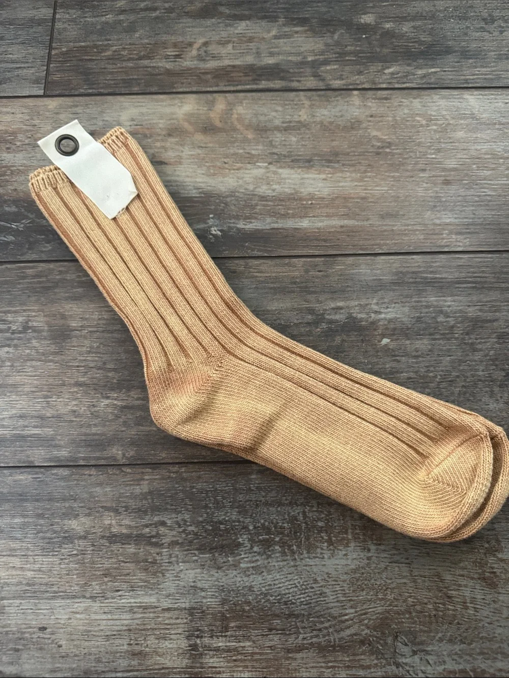 Free People Ribbed Crew Socks - Tan